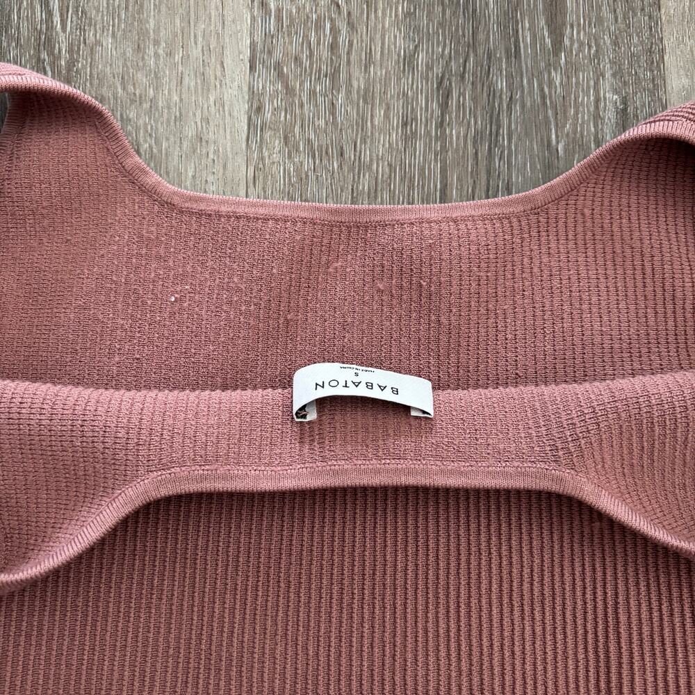 Aritzia Babaton Sculpt Knit Square Neck Cropped Tank Mauve Pink - Size: Small - Picture 4 of 6